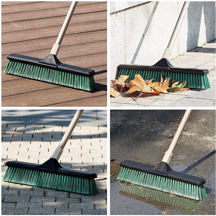 450-600mm STIFF BRISTLE Broom Squeegee Extendable Handle Wet Dry Indoor Outdo