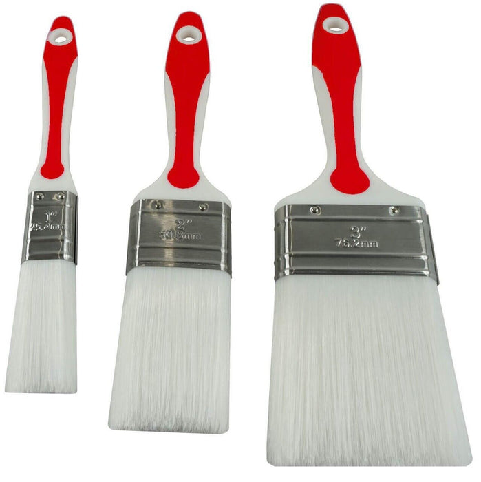 3 x Large SOFT POLYESTER PAINT BRUSH SET Bristle Canvas Preparation Oil Acrylic