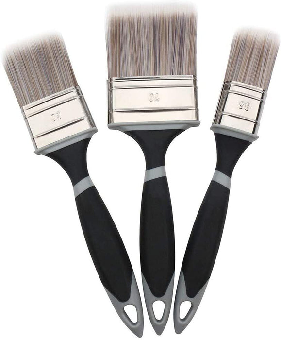 3 x Large SOFT POLYESTER PAINT BRUSH SET Bristle Canvas Preparation Oil Acrylic