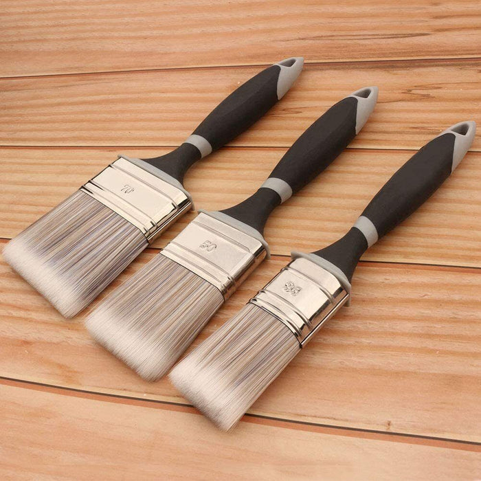 3 x Large SOFT POLYESTER PAINT BRUSH SET Bristle Canvas Preparation Oil Acrylic