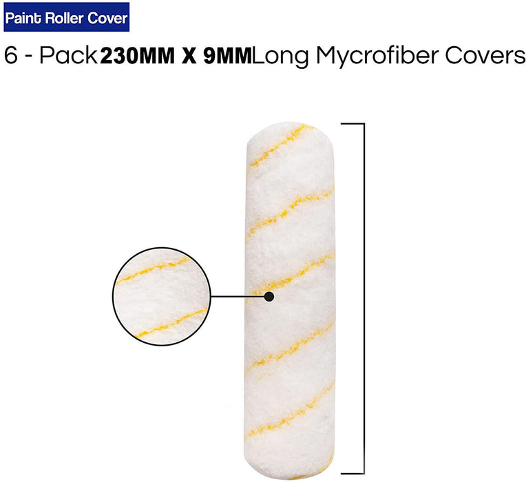 Force PRO 6PCE 230MM X 9MM Roller Covers / Uni-Pro High Tech Micro-Fibre Rollers