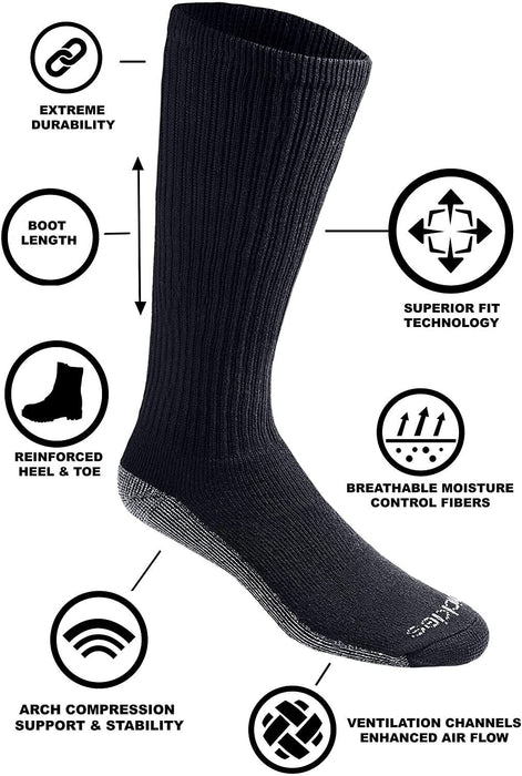 BLACK WORK SOCKS Cotton Crew Work Socks 3 Pack Athletic Padded Black