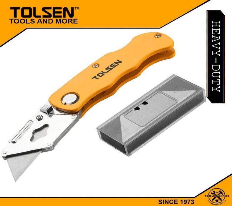 TOLSEN Utility Knife Quick Change Folding Heavy Duty Construction 5pcs SK5 blade