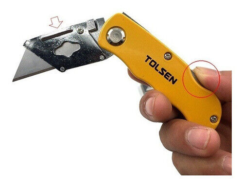 TOLSEN Utility Knife Quick Change Folding Heavy Duty Construction 5pcs SK5 blade