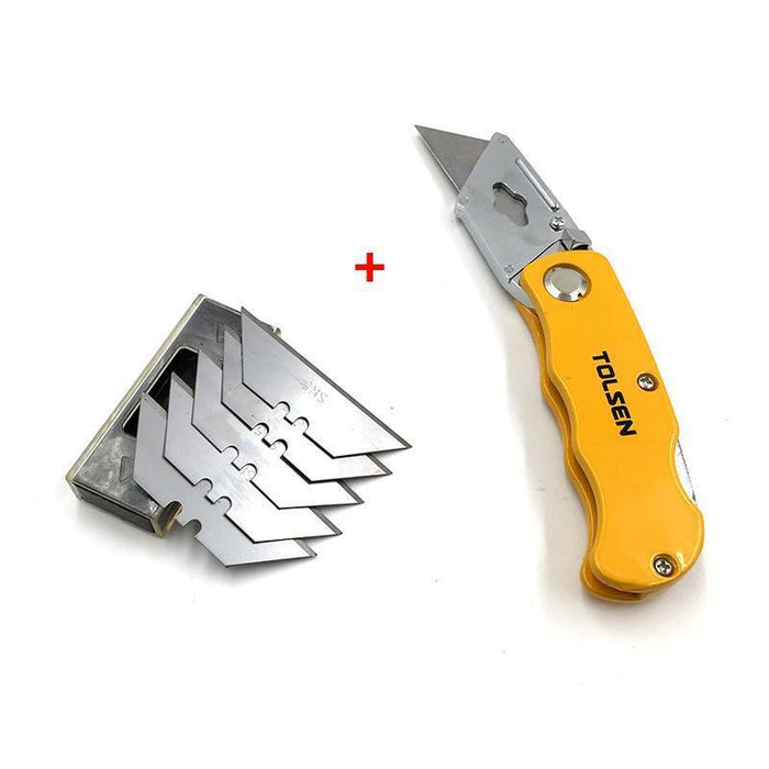 TOLSEN Utility Knife Quick Change Folding Heavy Duty Construction 5pcs SK5 blade