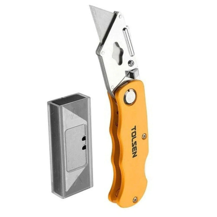 TOLSEN Utility Knife Quick Change Folding Heavy Duty Construction 5pcs SK5 blade