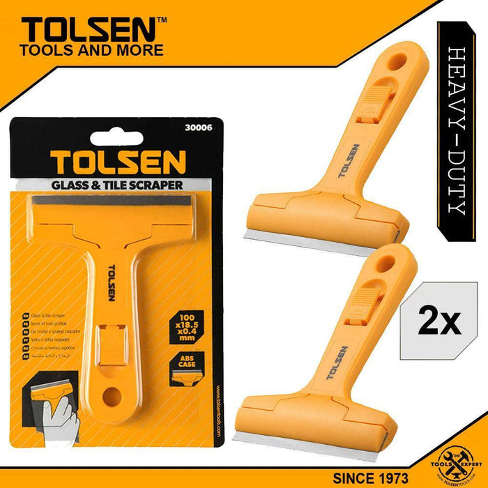 Tolsen 2PC Glass & Tile Scraper 100mm x 18.5 x 0.4mm  30006