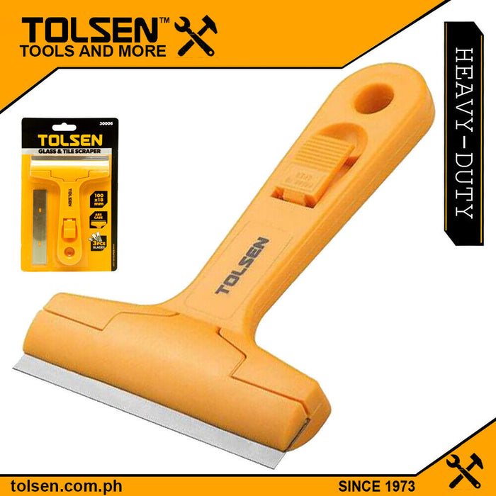 Tolsen 2PC Glass & Tile Scraper 100mm x 18.5 x 0.4mm  30006