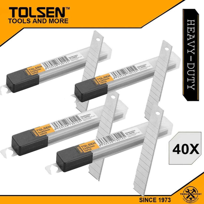 TOLSEN 40PC Utility Knife Blades Snap Off Retractable Box CutterBlade 9 x 80mm