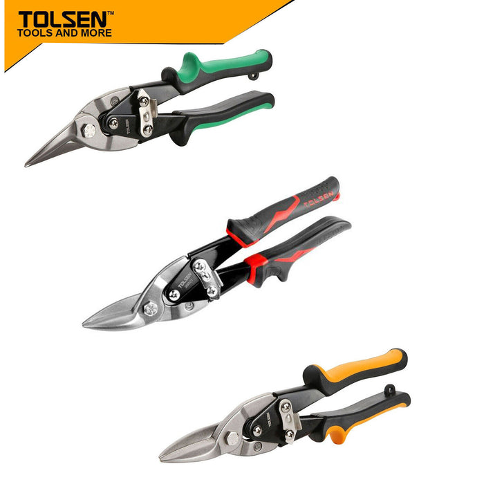 TOLSEN Aviation Tin Snips Set Two-component Handle Left Right Straight Cut CrMo