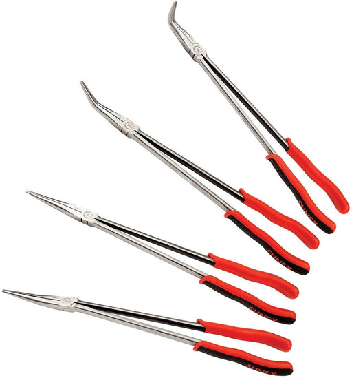 4PC 11" Long Reach Plier Pliers Set 45° 90°  Bent Nose Ring  Pliers Soft Grip - FISHER DISCOUNT