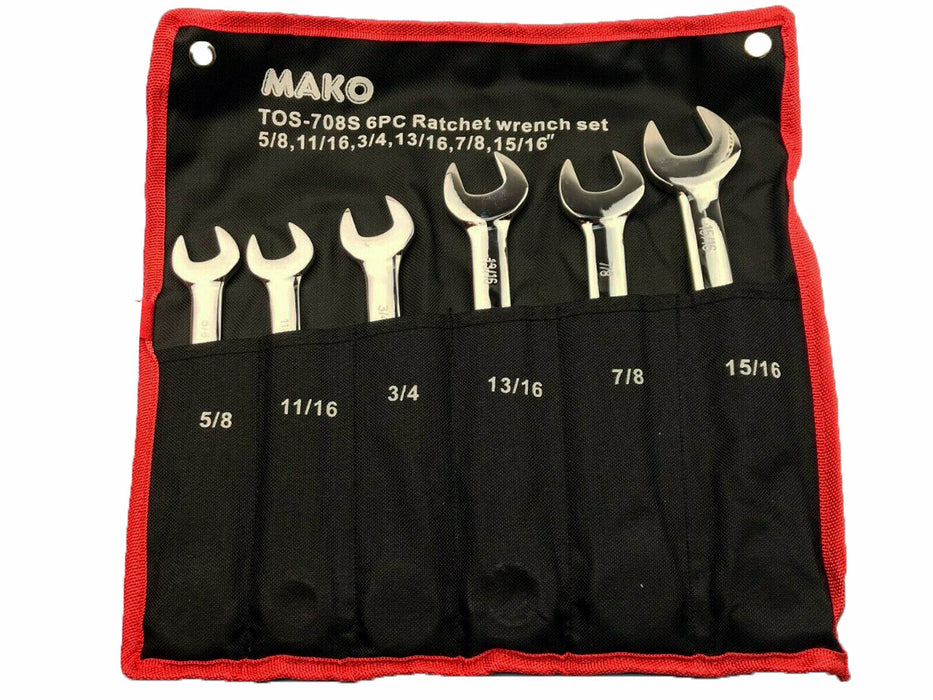 Force PRO Gear Wrench Ratchet Spanner Set 6Pc SAE 5/8"-15/16" Made in Taiwan