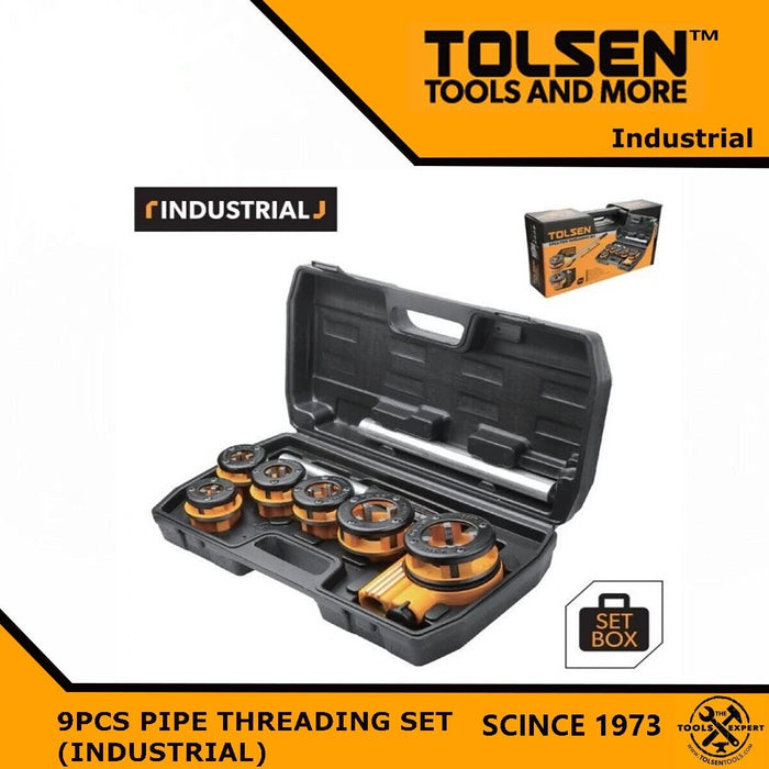 TOLSEN Industrial BSPT Pipe Threading Set with 1/4” to 1-1/4” Dies