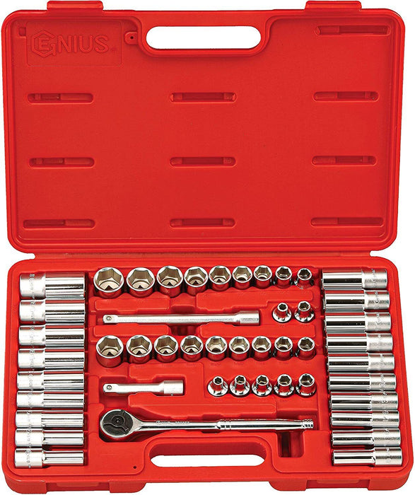 Genius Tools 47PC 3/8” Dr Metric& SAE Hand DEEP Socket Set Made in Taiwan