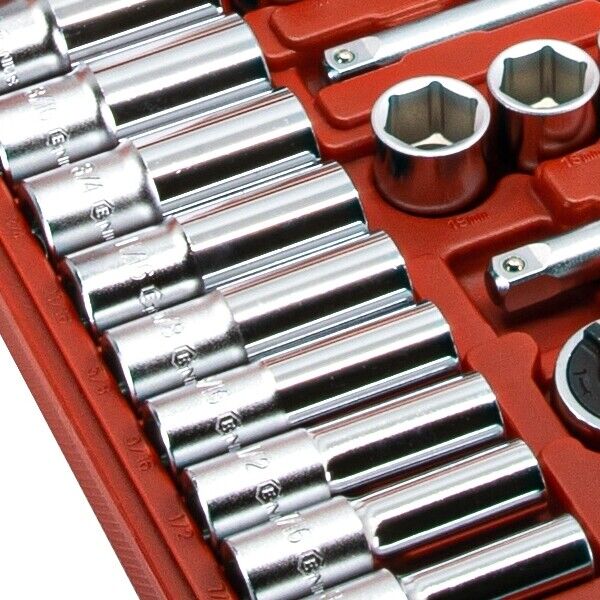 Genius Tools 47PC 3/8” Dr Metric& SAE Hand DEEP Socket Set Made in Taiwan