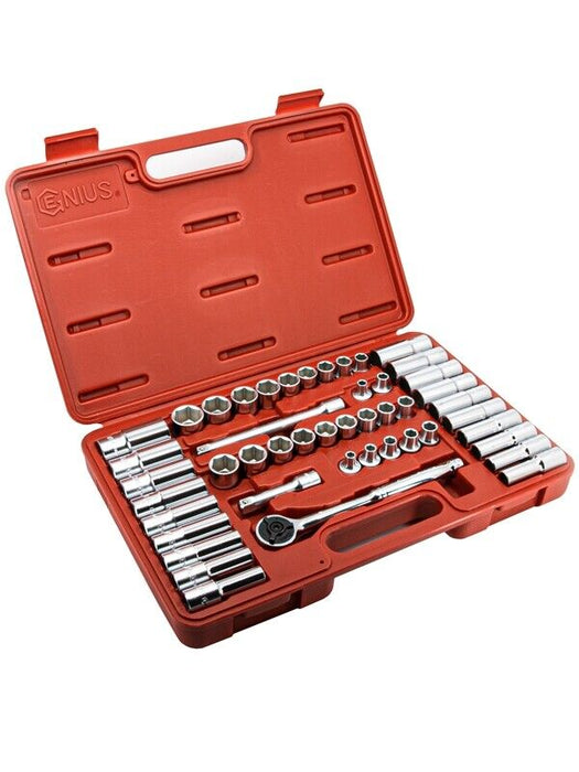 Genius Tools 47PC 3/8” Dr Metric& SAE Hand DEEP Socket Set Made in Taiwan