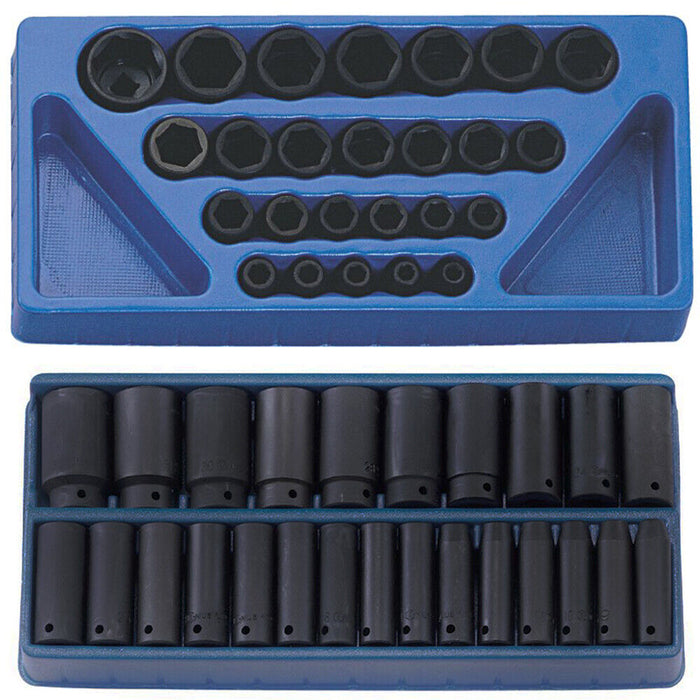 Genius Tools 49 Piece 1/2” Drive Metric Std & Deep Impact Socket Set 8-32mm