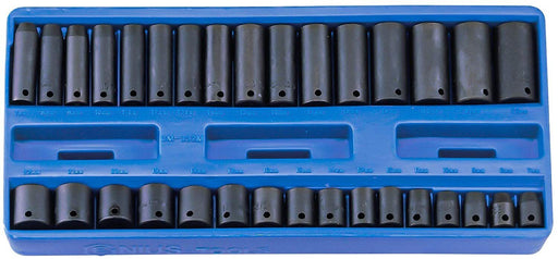 GENIUS TOOLS TF-332M 32 PIECE STANDARD & DEEP 3/8”DR IMPACT SOCKET SET 7-22mm - FISHER DISCOUNT