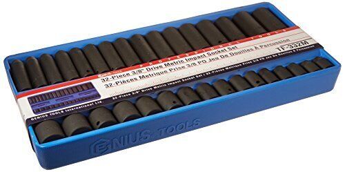 GENIUS TOOLS TF-332M 32 PIECE STANDARD & DEEP 3/8”DR IMPACT SOCKET SET 7-22mm - FISHER DISCOUNT