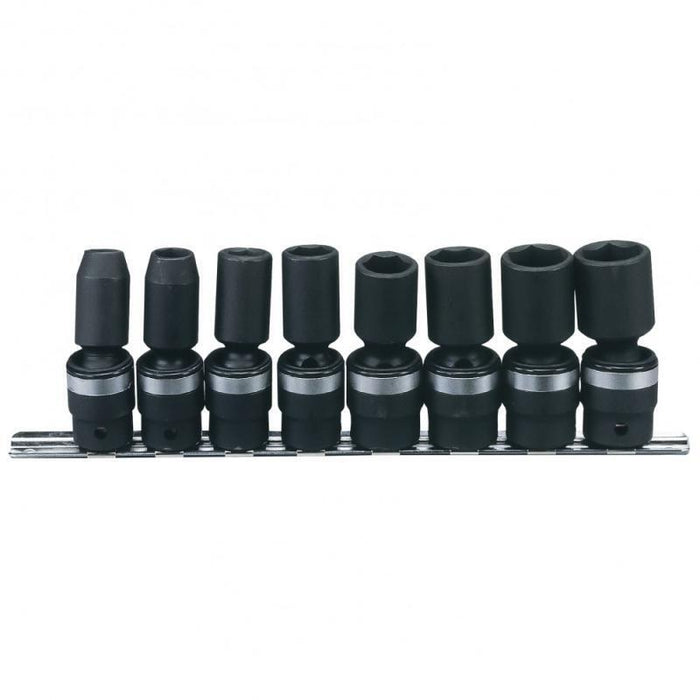 Genius Tools 11 Pc 1/2"Dr Universal Swivel SemiDeep Impact Socket Set SAE Metric