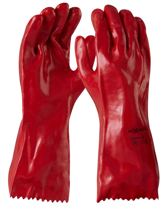 Red PVC 45cm Chemical Resistant Gloves Oil Fuel Petrol Resistant Elbow  Cat 2