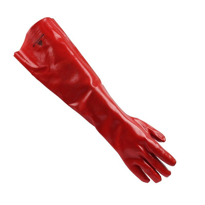 Red PVC 45cm Chemical Resistant Gloves Oil Fuel Petrol Resistant Elbow  Cat 2