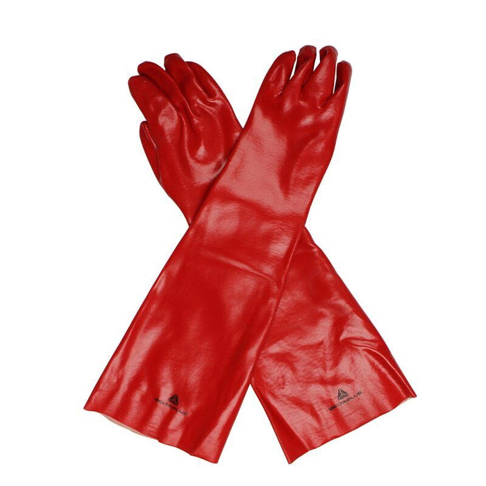 Red PVC 45cm Chemical Resistant Gloves Oil Fuel Petrol Resistant Elbow  Cat 2