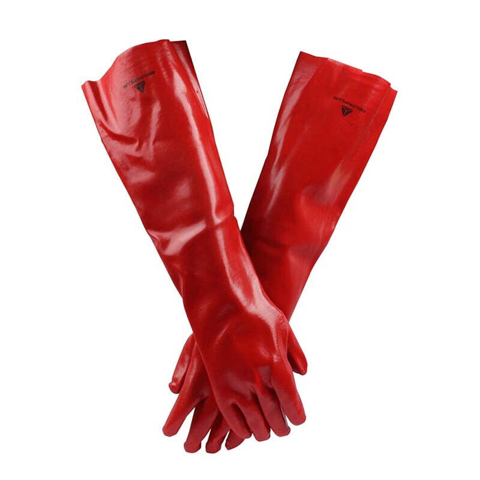 Red PVC 45cm Chemical Resistant Gloves Oil Fuel Petrol Resistant Elbow  Cat 2