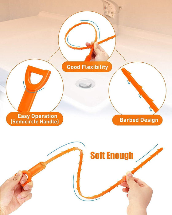4PCFlexible Spring Pick Up Tool Drain Unblocker Stick Snake Cleaner Hair Remover