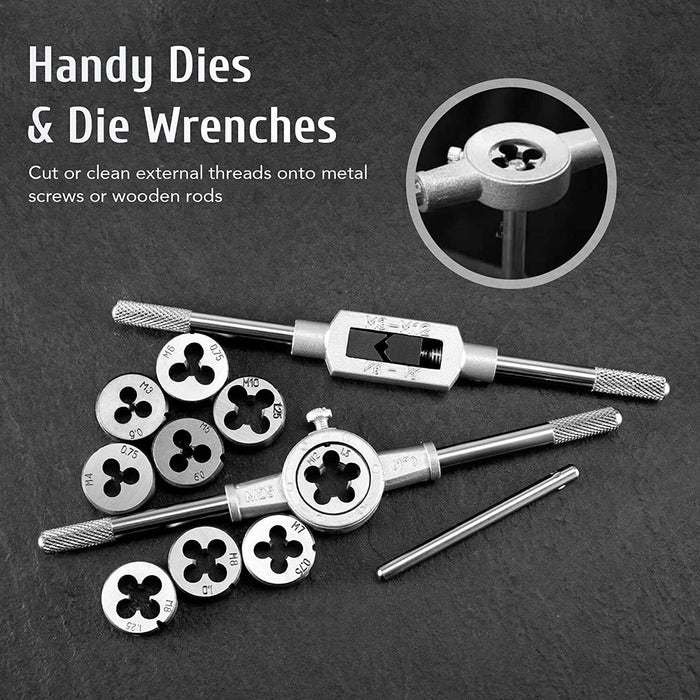 TRAX 40PC Heavy Duty Plug Tap and Die Set Kit Metric Screw Thread MADE TAIWAN