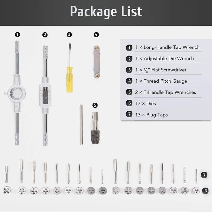 TRAX 40PC Heavy Duty Plug Tap and Die Set Kit Metric Screw Thread MADE TAIWAN