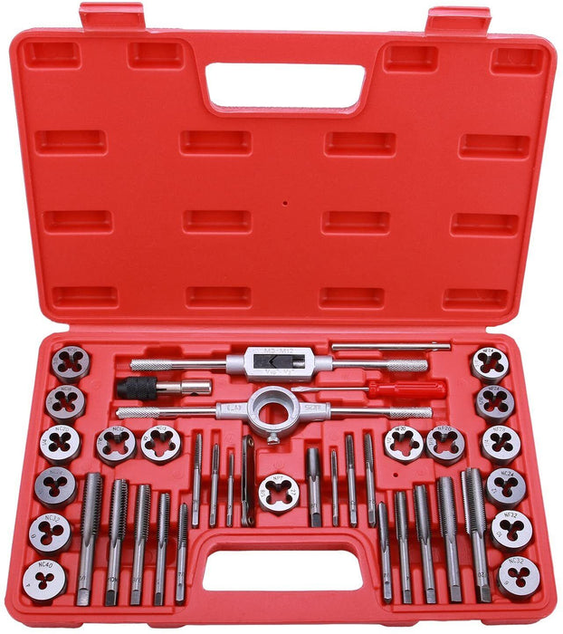 TRAX 40Pc Tap Die Set SAE Screwdriver Thread Drill W/t Pitch Gauge MADE INTAIWAN