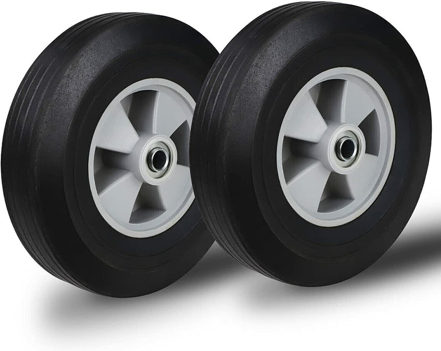 4x 10" Solid Trolley Wheels 4.10 / 3.50-4 16mm Bore Wheelbarrow Flat Free Tyre