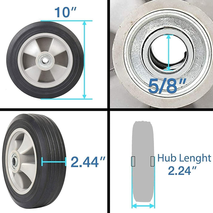 4x 10" Solid Trolley Wheels 4.10 / 3.50-4 16mm Bore Wheelbarrow Flat Free Tyre