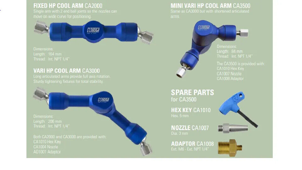 Noga CA3000 Vari High Pressure Cool Arm with 4mm Nozzle & Hex Key Mill Lathe