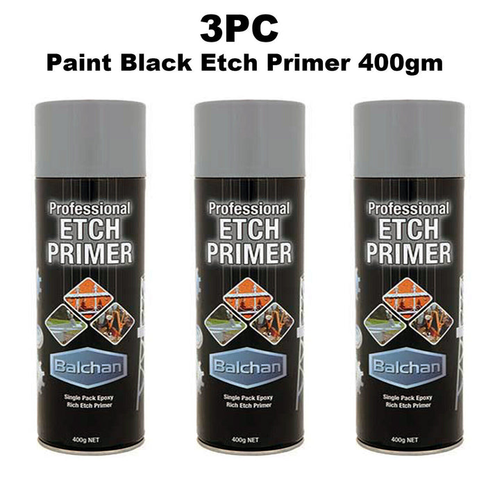 Balchan 3PC SUPER ETCH PRIMER BLACK EPOXY METAL NEW MILD STEEL SPRAY PAINT