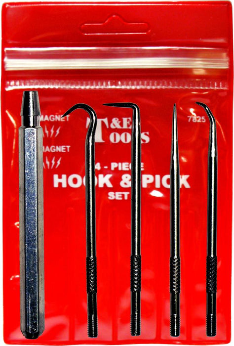 T&E Tools O-Ring Pick Set With Magnet 7825 Made in Taiwan straight, 45°, 90°