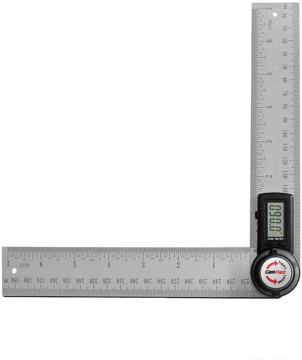 0-200mm/360° Digital Angle Finder Ruler Stainless Steel Protractor Measure Meter