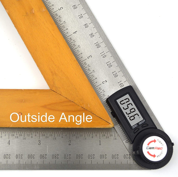 0-200mm/360° Digital Angle Finder Ruler Stainless Steel Protractor Measure Meter