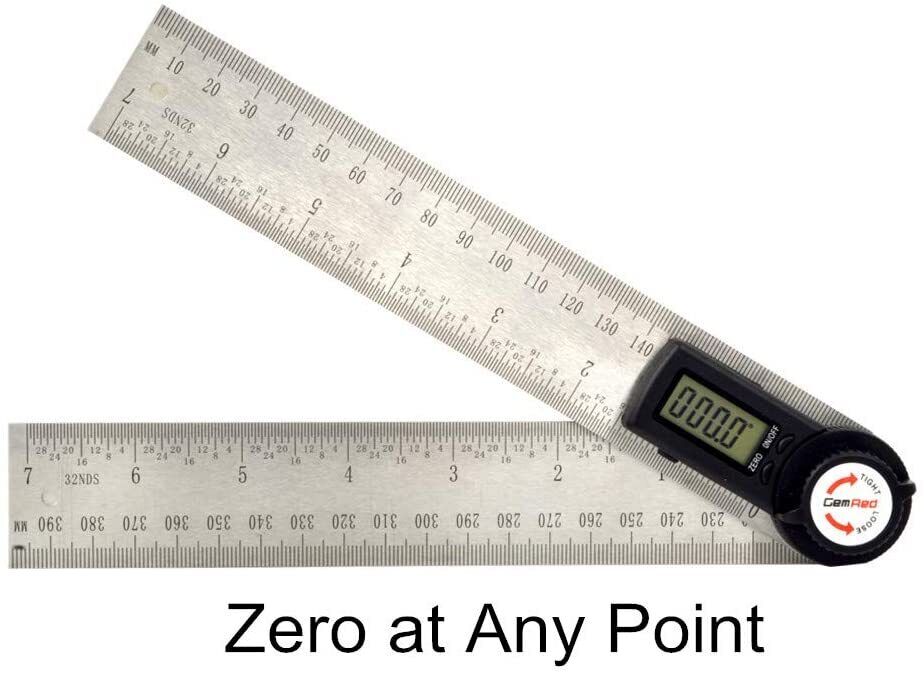 0-200mm/360° Digital Angle Finder Ruler Stainless Steel Protractor Measure Meter