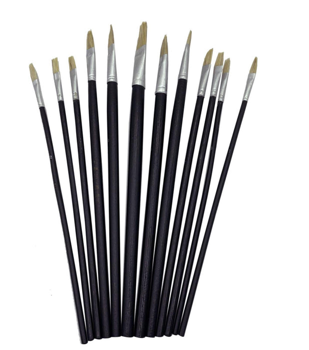 12 Pcs Round Artist Paint Brushes Set Paint Brush Art Acrylic Oil Water Colour