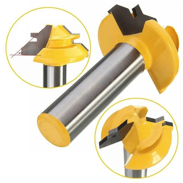 1/4" Shank12.7mm  45 Degree Router Bit Lock Miter Slotted Milling Cutter Tool