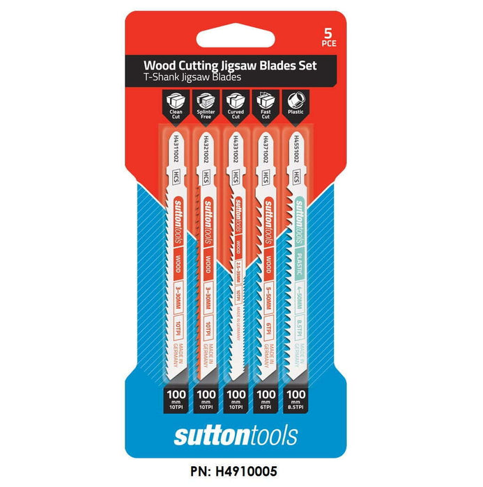 Sutton H4960005 Jigsaw Blade Universal Shank Multi-Purpose Set TPI 5 Pieces