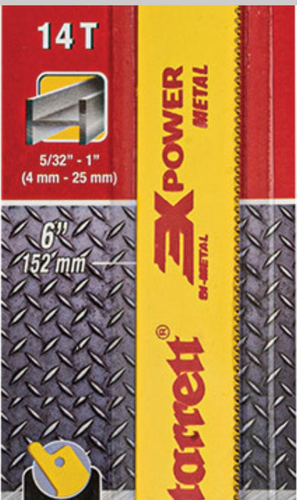 2PC starrett Straight Shape 3X POWER - Metal Reciprocating Blade 6" 14TPI.