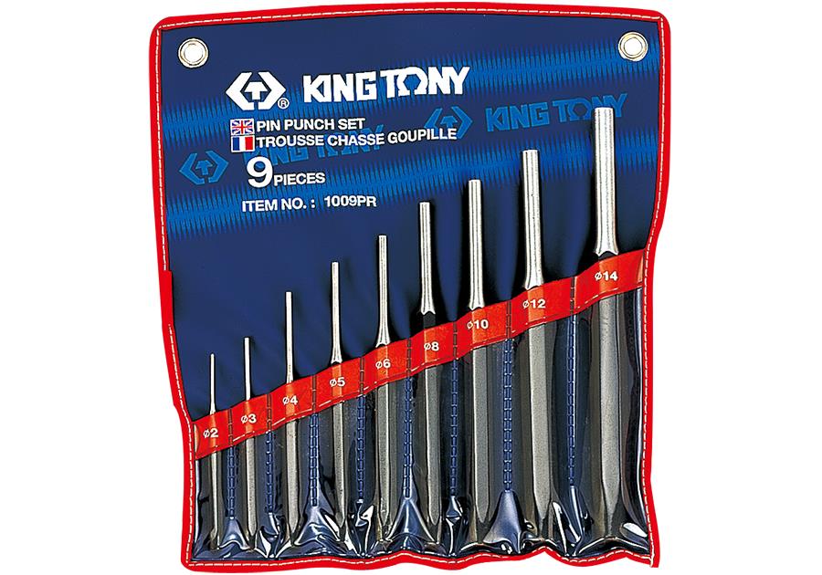 KING TONY 9PC Pin Punch Set Made in TAIWAN 2/3/4/5/6/8/10/12/14mm CRV-STEEL