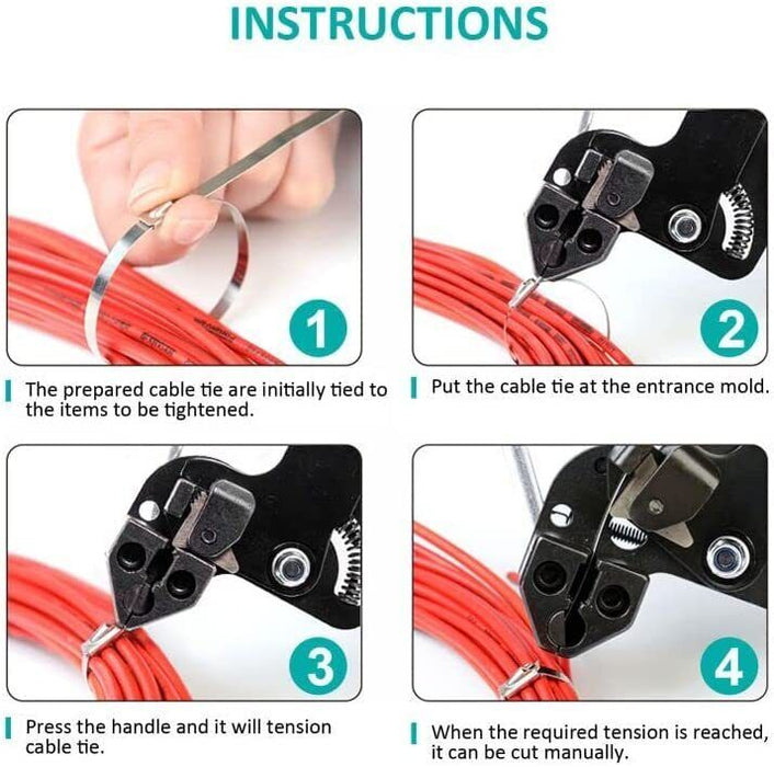 Stainless Steel Cable Tie Gun Automatic Tightener Tensioner Cutter Hand Tool AU