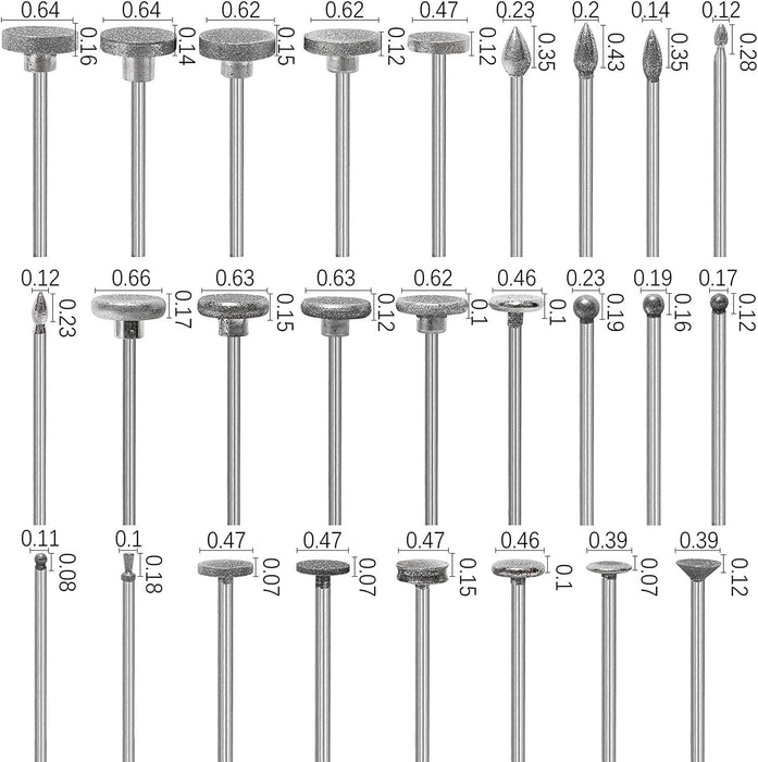 PRO 50Pcs Diamond Burr Engraving Rotary Tool Drill Bit Kit Burrs Bur AU STOCK