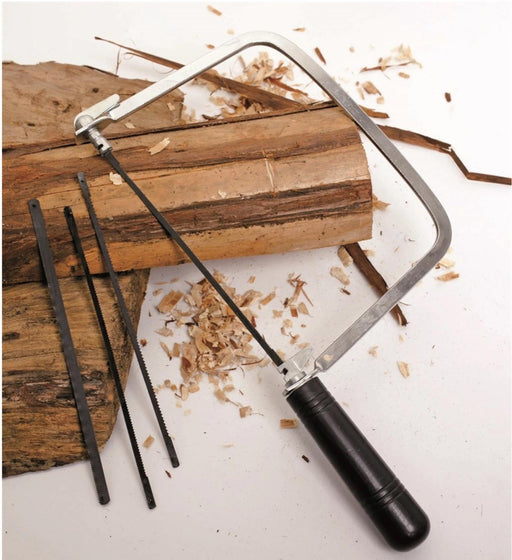 Adjustable Coping Saw with 5 Blades & Rubber Handles: for Metal Wood Plastic New - FISHER DISCOUNT