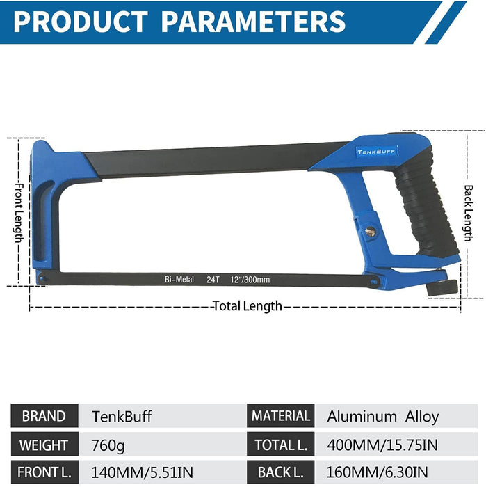 Hacksaw PRO Heavy Duty 300mm 12" Aluminium High-Tension Fast Change with Blade