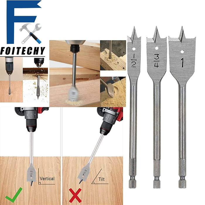 6PC WOOD BORING FLAT BIT SET KIT CONTENTS 10, 12, 16, 18, 20, 25MM AU STOCK